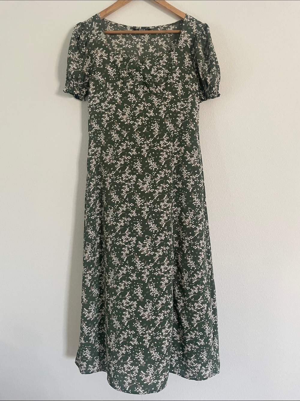SHEIN Green Floral Midi Dress
